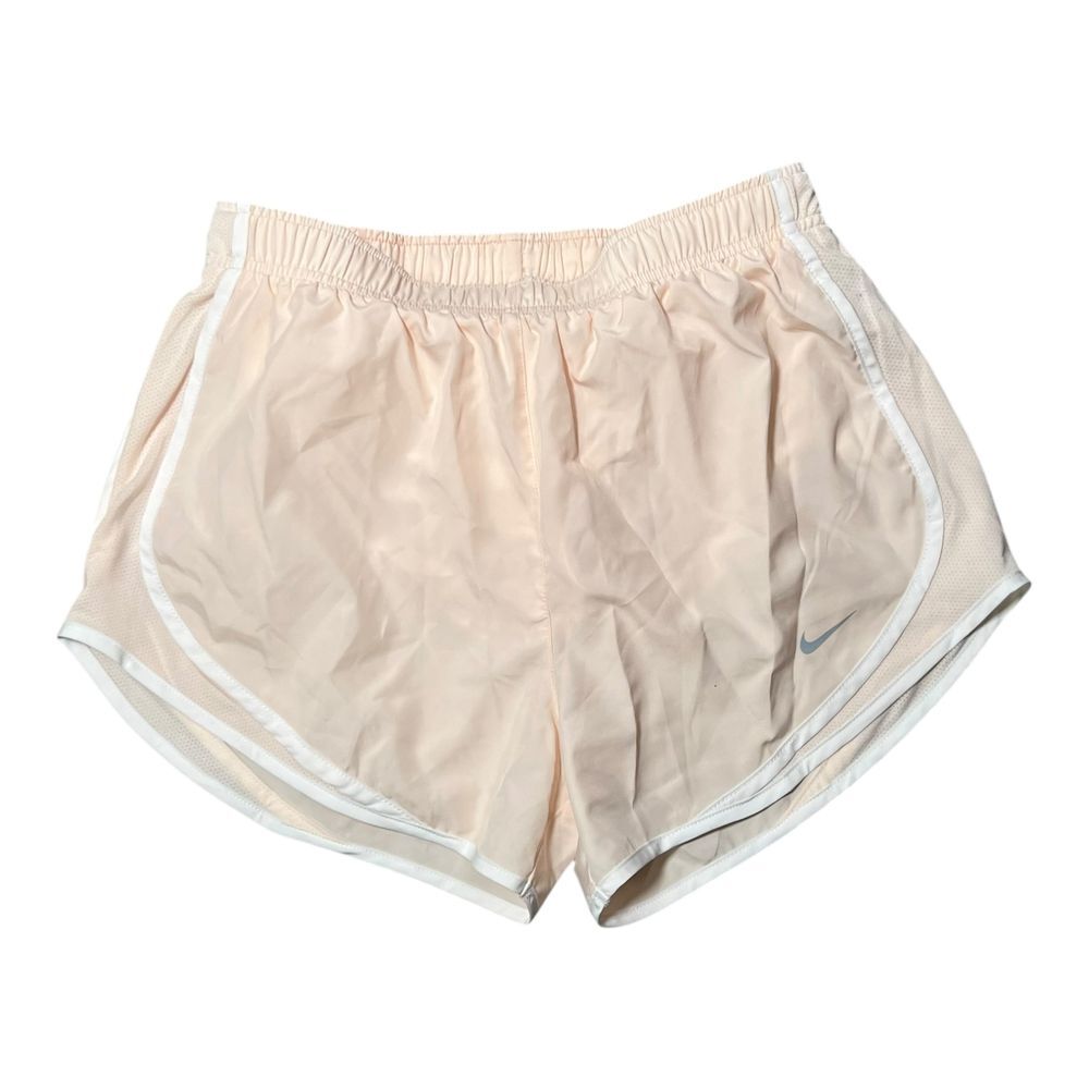 Nike Dri-Fit Running Shorts‎ Womens Sz M Athletic Mesh Cream White Workout